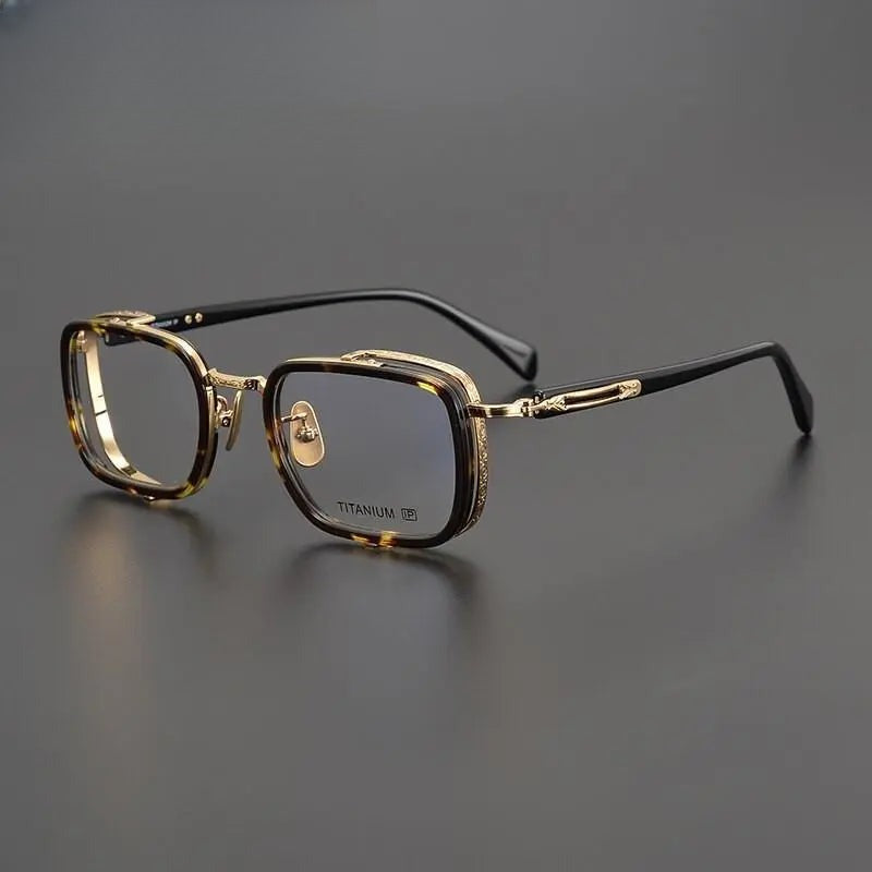 Unisex Square Full Rim Titanium Prescription Glasses Gxyj1023 — view 3 | Rx Spectacle