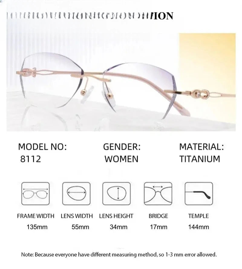 Women's Oval Rimless Titanium Prescription Glasses 398112 — view 2 | Rx Spectacle