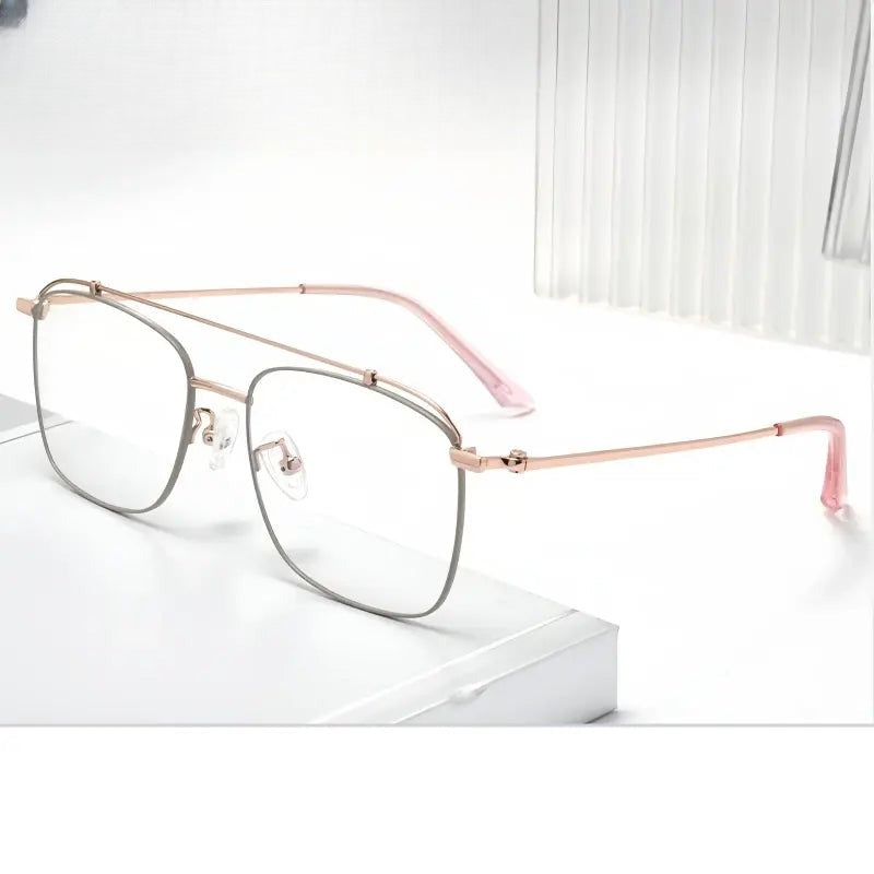 Women's Square Full Rim Titanium Double Bridge Prescription Glasses 76007 — view 1 | Rx Spectacle