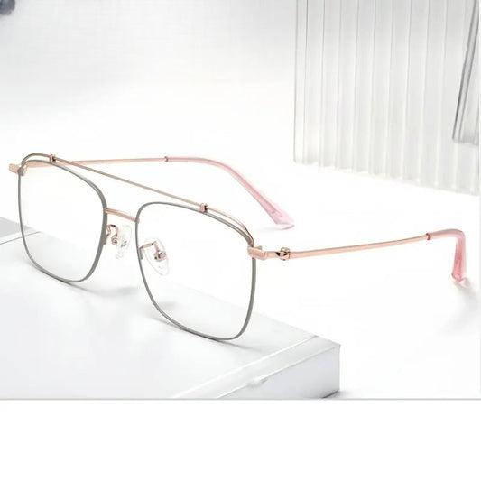Women's Square Full Rim Titanium Double Bridge Prescription Glasses 76007 — view 1 | Rx Spectacle