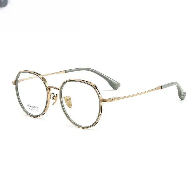 Women's Round Full Rim Titanium Flat Top Prescription Glasses 64965 — view 3 | Rx Spectacle