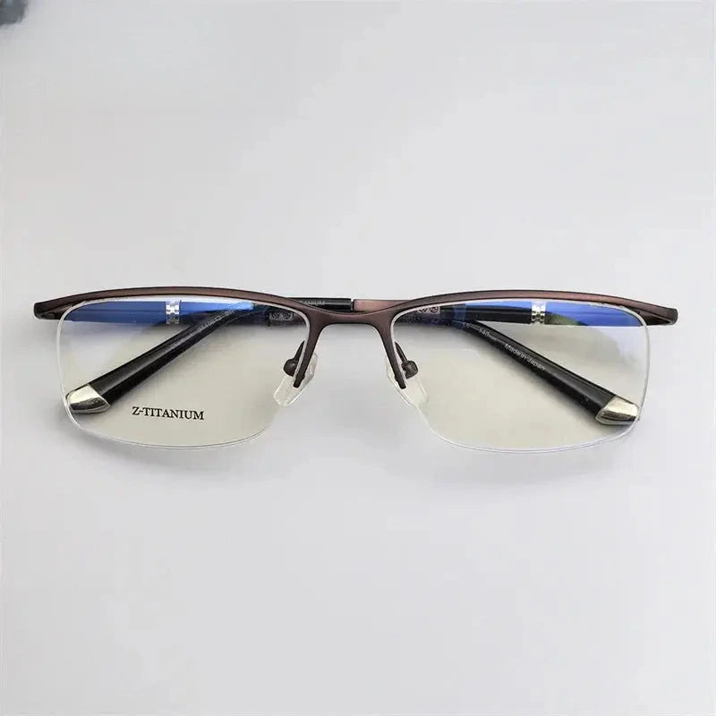 Unisex Browline Semi-Rimless Titanium Prescription Glasses 819812 — view 6 | Rx Spectacle