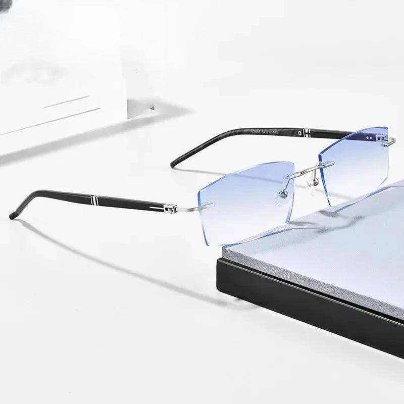 Men's Square Rimless Titanium Prescription Glasses 520566 — view 1 | Rx Spectacle