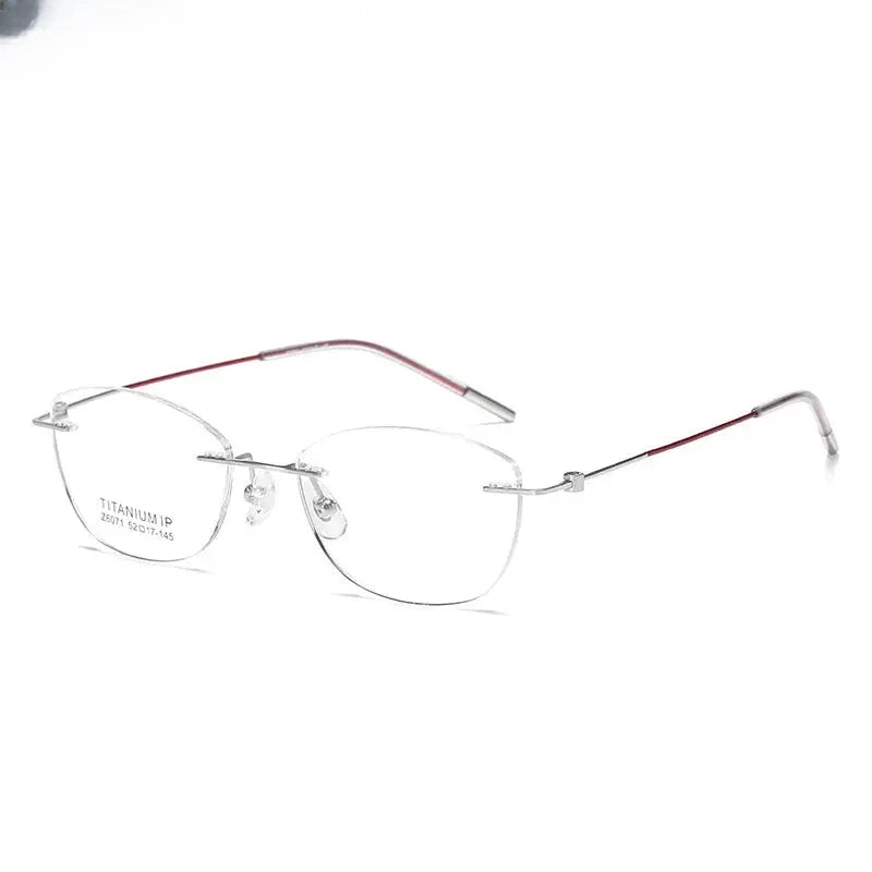 Women's Oval Rimless Titanium Reading Glasses 96071 — view 3 | Rx Spectacle