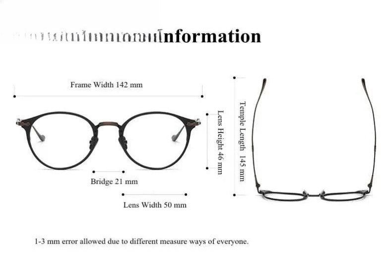 Unisex Round Full Rim Titanium Prescription Glasses 3112 — view 11 | Rx Spectacle