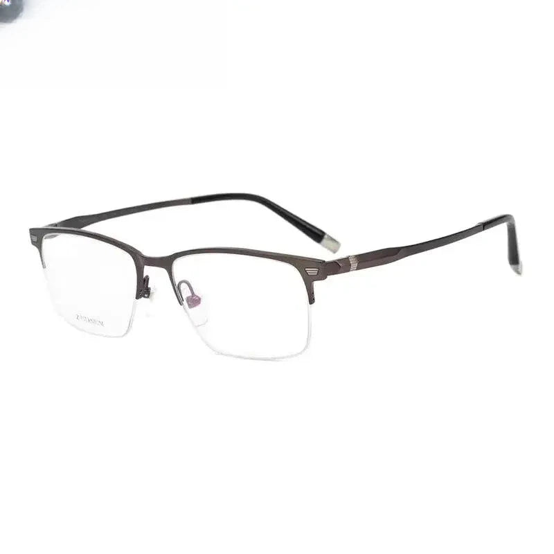 Men's Square Semi-Rimless Titanium Prescription Glasses 27009 — view 5 | Rx Spectacle