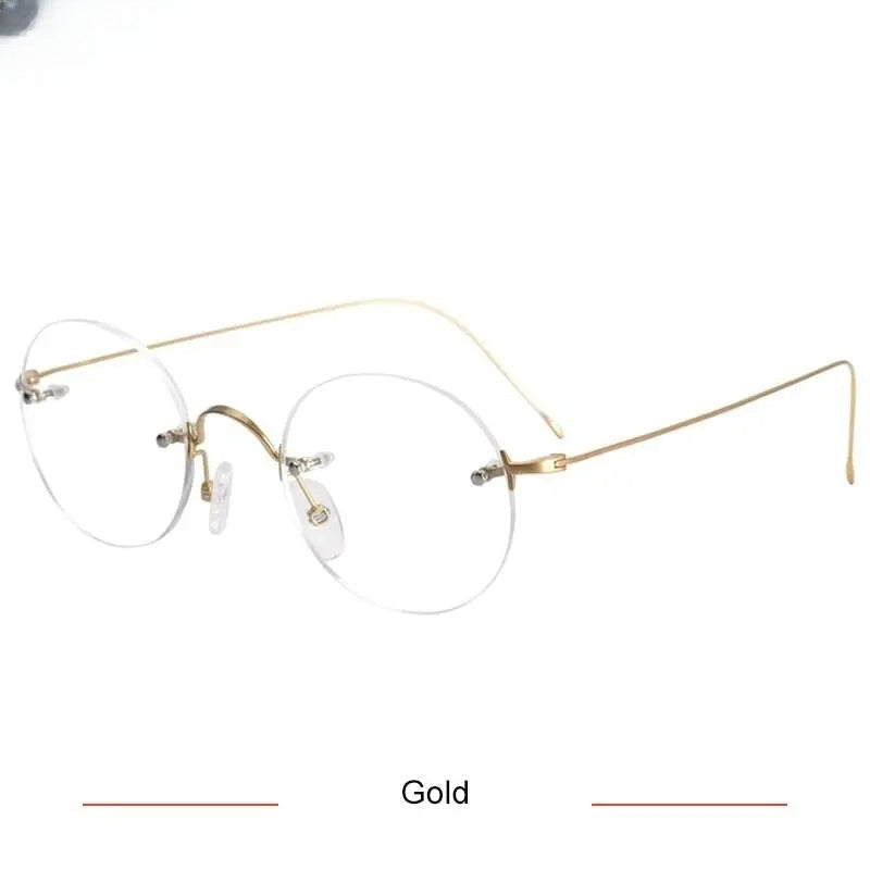 Unisex Round Rimless Titanium Prescription Glasses Kr16035 — view 5 | Rx Spectacle