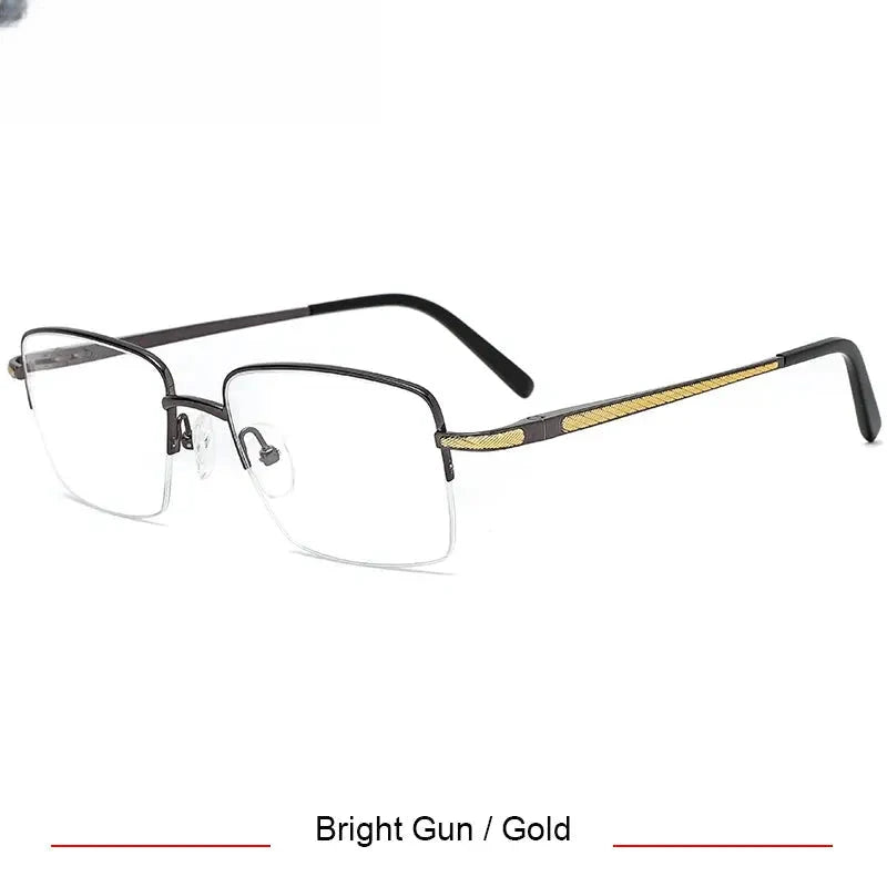 Men's Square Semi-Rimless Titanium Oversized Prescription Glasses 750022 — view 4 | Rx Spectacle
