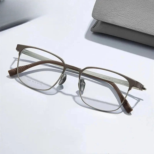 Unisex Square Full Rim Titanium Prescription Glasses 411282 — view 1 | Rx Spectacle