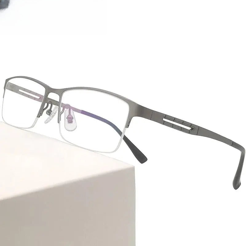 Men's Square Semi-Rimless Titanium Prescription Glasses Kr0070 — view 1 | Rx Spectacle