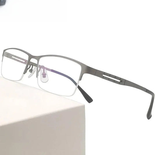 Men's Square Semi-Rimless Titanium Prescription Glasses Kr0070 — view 1 | Rx Spectacle