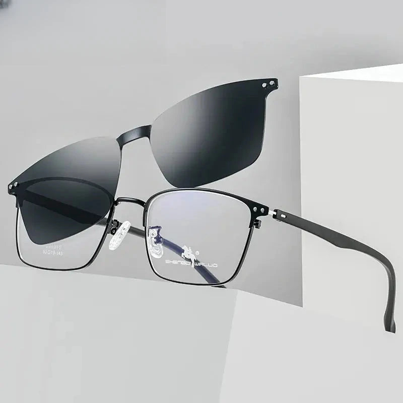 Women's Square Full Rim Alloy Clip-On Prescription Glasses 94015 — view 1 | Rx Spectacle
