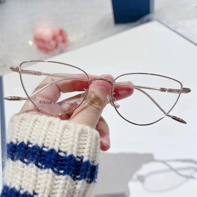 Women's Cat Eye Full Rim Stainless Steel Prescription Glasses 26208 — view 9 | Rx Spectacle