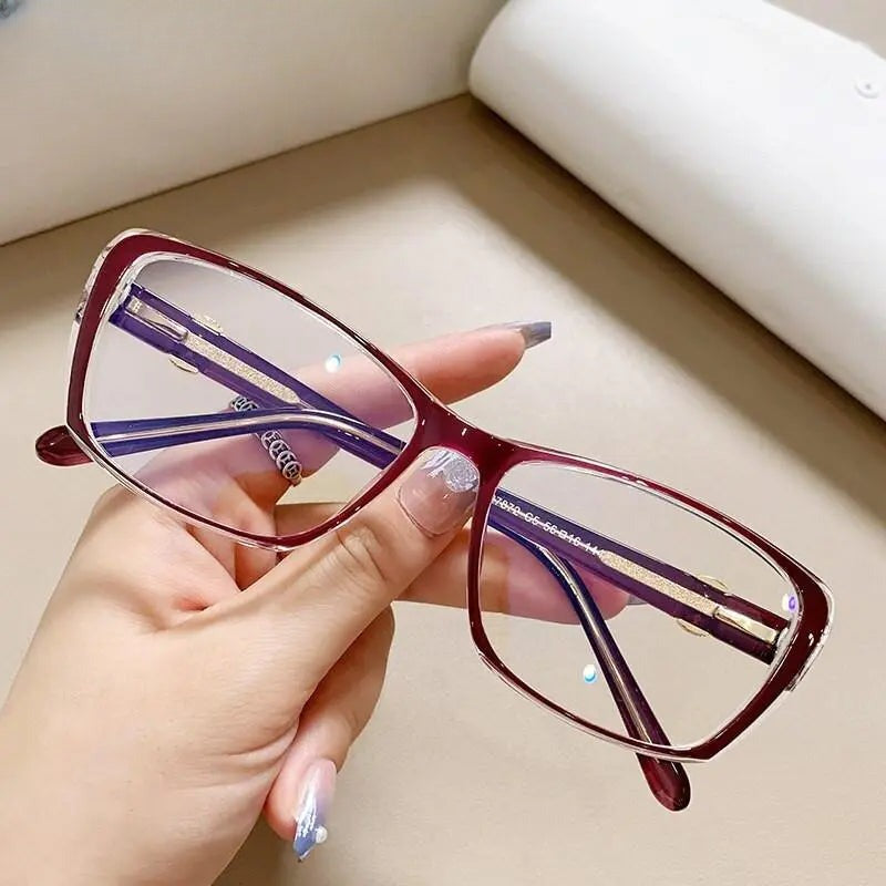 Women's Square Full Rim Titanium Prescription Glasses 7872 — view 5 | Rx Spectacle