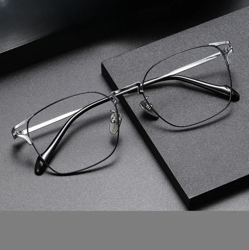 Unisex Square Full Rim Titanium Prescription Glasses 14702 — view 1 | Rx Spectacle