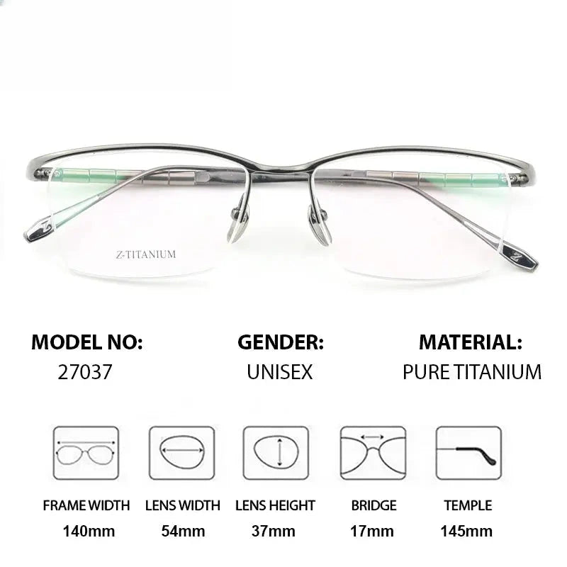 Unisex Browline Semi-Rimless Titanium Prescription Glasses 427037 — view 2 | Rx Spectacle