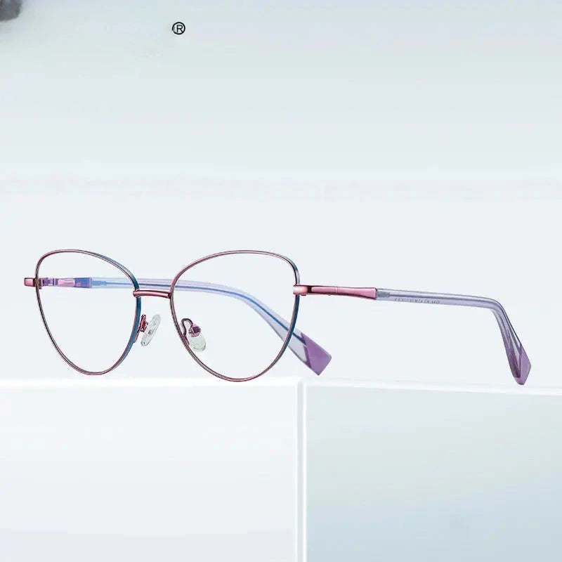 Women's Cat Eye Full Rim Alloy Reading Glasses 3020 — view 3 | Rx Spectacle