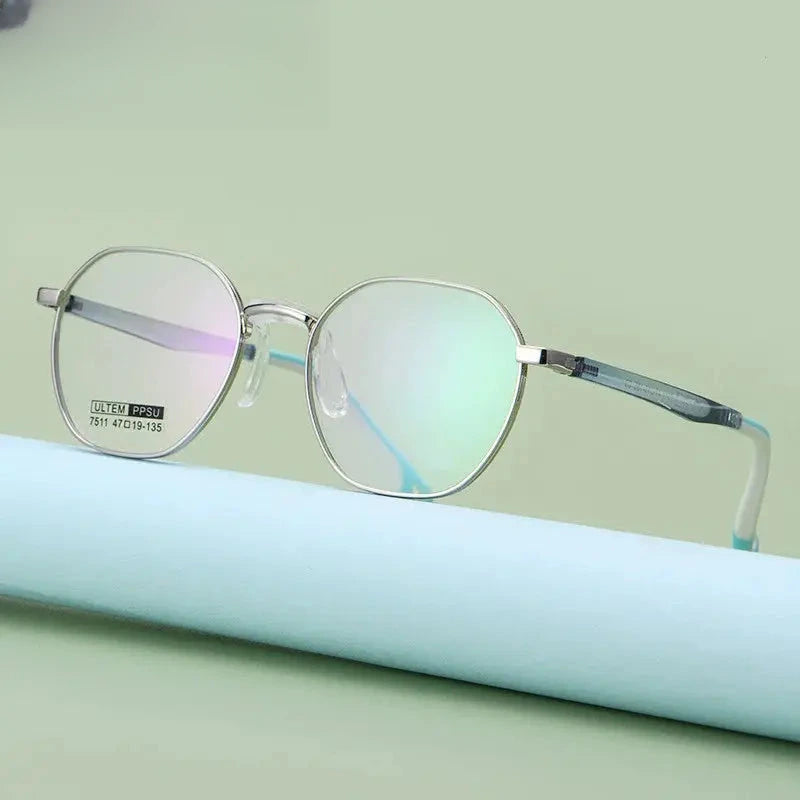 Unisex Polygon Full Rim Titanium Prescription Glasses 777511 — view 5 | Rx Spectacle