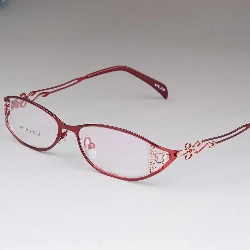 Women's Cat Eye Full Rim Stainless Steel Prescription Glasses 8107 — view 8 | Rx Spectacle