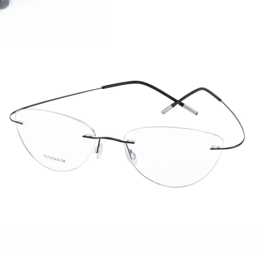 Unisex Cat Eye Rimless Titanium Prescription Glasses 20003 — view 5 | Rx Spectacle