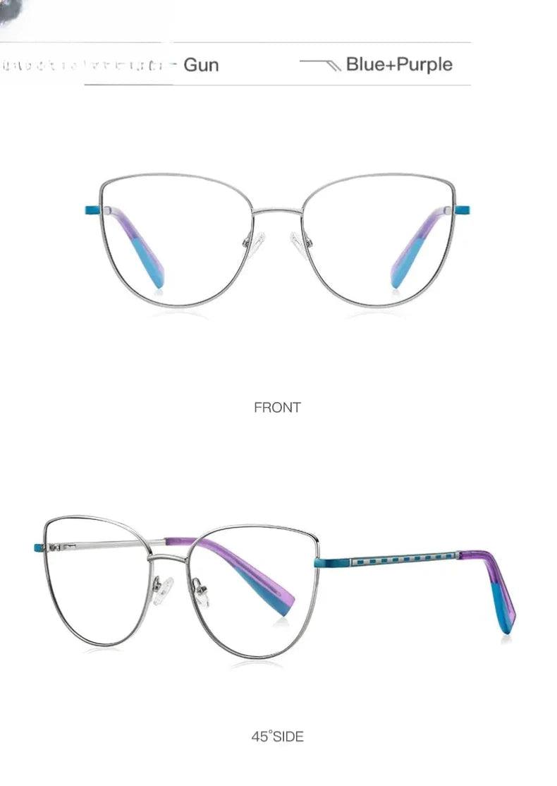 Women's Cat Eye Full Rim Alloy Reading Glasses 3060 — view 15 | Rx Spectacle