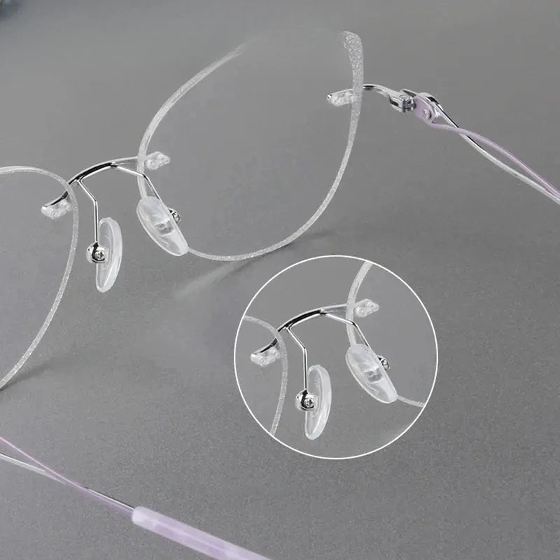 Women's Cat Eye Rimless Titanium Prescription Glasses 88057 — view 4 | Rx Spectacle