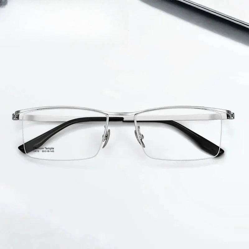 Men's Browline Semi-Rimless Titanium Prescription Glasses 200135 — view 1 | Rx Spectacle
