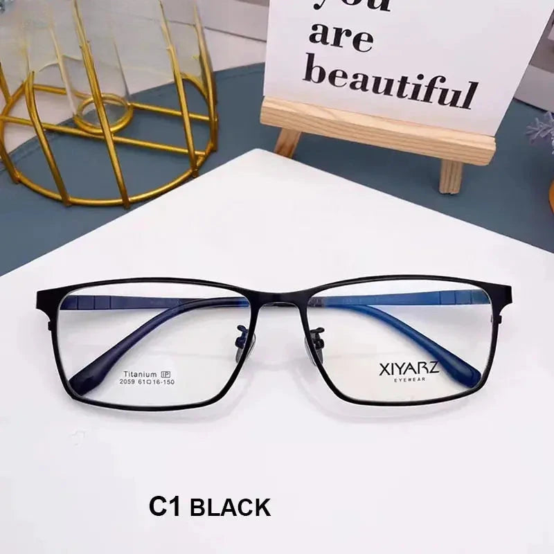 Men's Square Full Rim Titanium Oversized Prescription Glasses 582059 — view 4 | Rx Spectacle