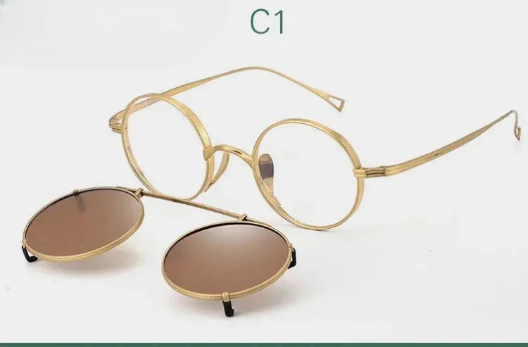 Women's Round Full Rim Titanium Clip-On Prescription Glasses 14136 — view 6 | Rx Spectacle