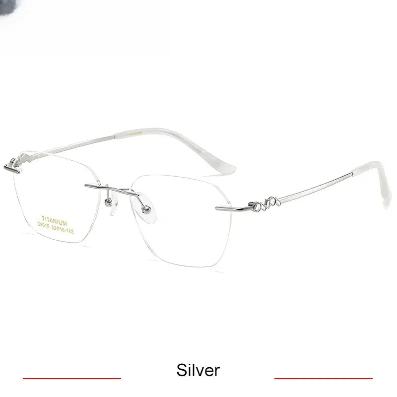 Women's Polygon Rimless Titanium Prescription Glasses 36015 — view 6 | Rx Spectacle
