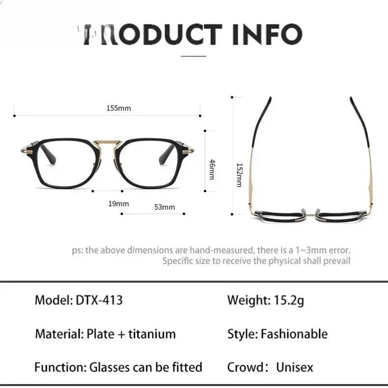 Men's Square Full Rim Titanium Flat Top Oversized Reading Glasses 44413 — view 5 | Rx Spectacle