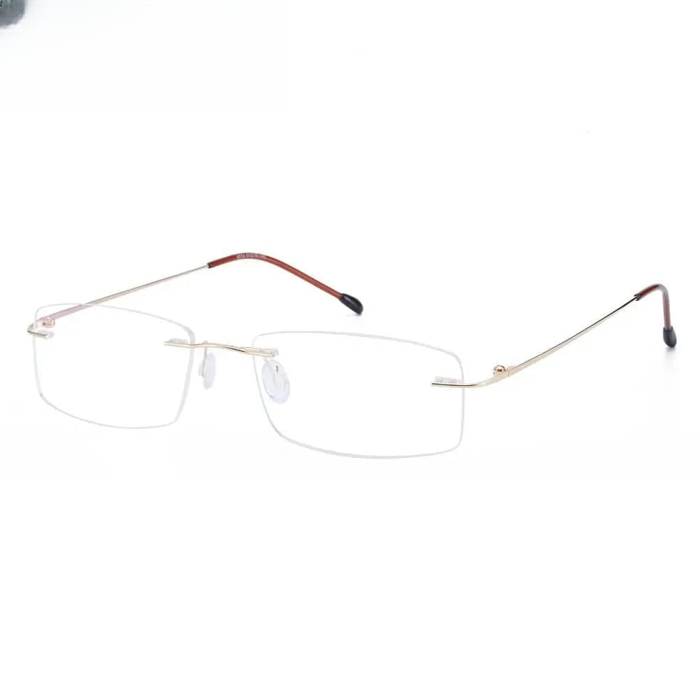 Men's Rectangular Rimless Titanium Prescription Glasses 1189 — view 7 | Rx Spectacle
