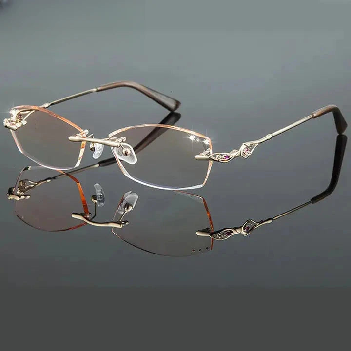 Women's Oval Rimless Titanium Prescription Glasses 80157 — view 3 | Rx Spectacle