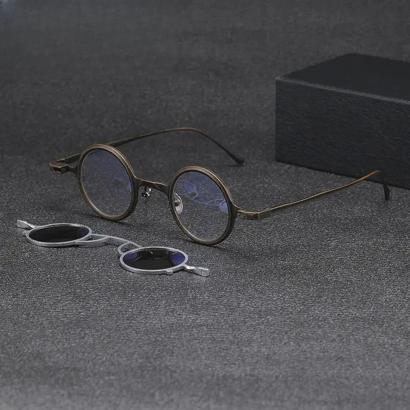 Unisex Round Full Rim Titanium Clip-On Prescription Glasses 1491 — view 2 | Rx Spectacle