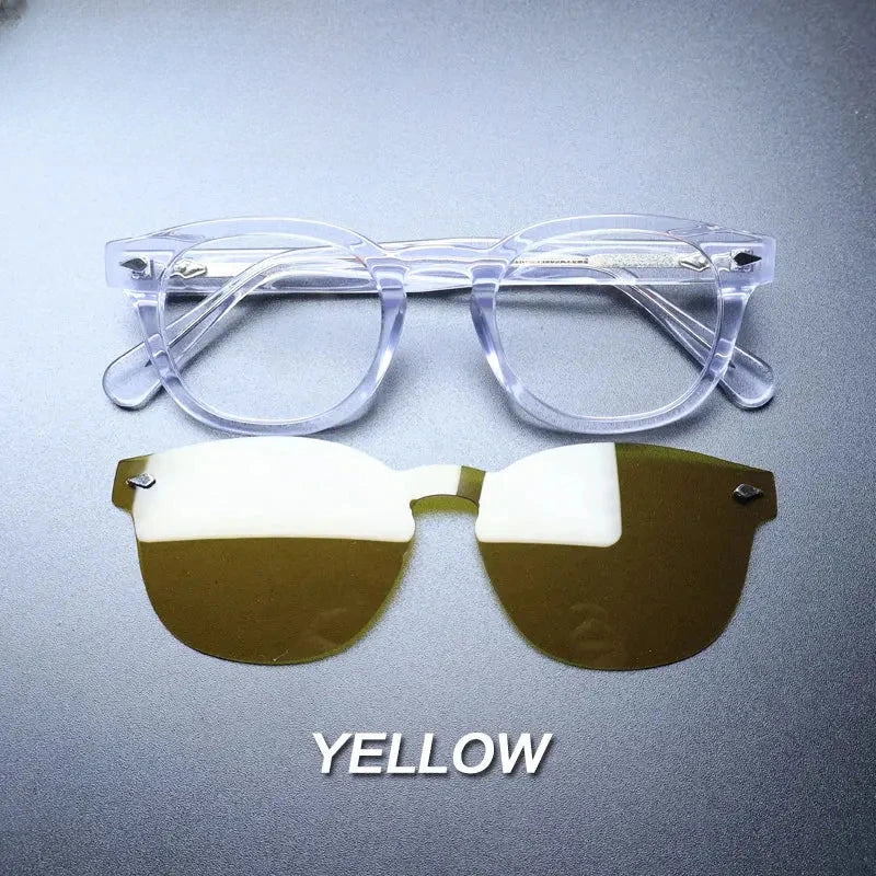 Unisex Round Full Rim Acetate Clip-On Prescription Glasses 1237 — view 25 | Rx Spectacle