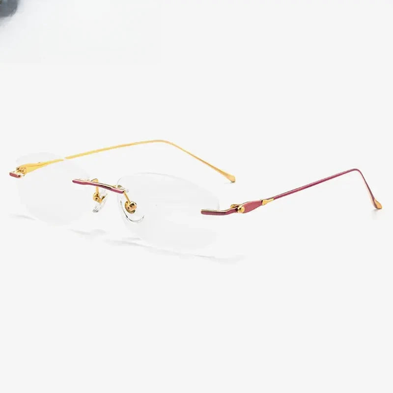 Women's Square Rimless Titanium Prescription Glasses 408145 — view 4 | Rx Spectacle