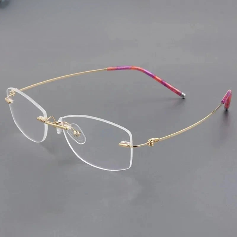 Women's Square Rimless Titanium Prescription Glasses 68587 — view 5 | Rx Spectacle
