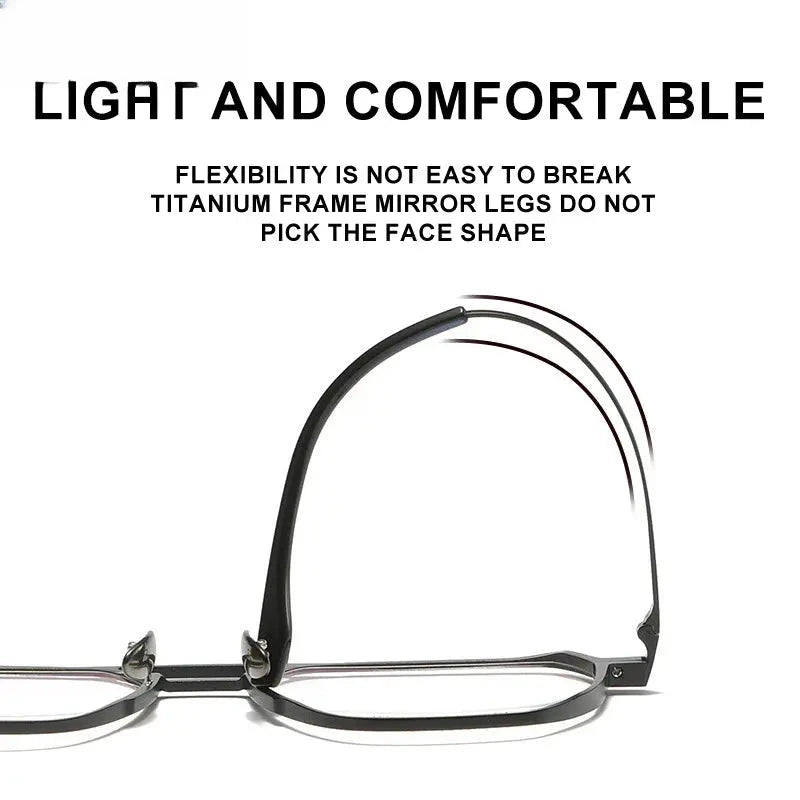 Unisex Square Full Rim Titanium Double Bridge Prescription Glasses V2239 — view 5 | Rx Spectacle