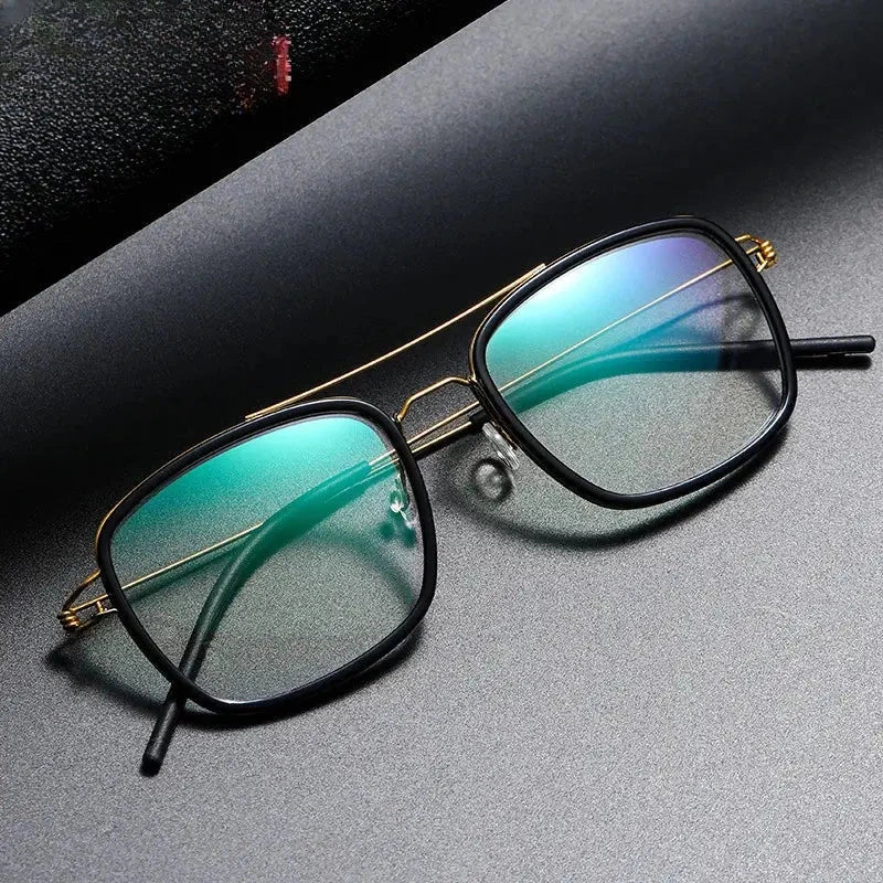Unisex Square Full Rim Titanium Double Bridge Prescription Glasses 138185 — view 1 | Rx Spectacle