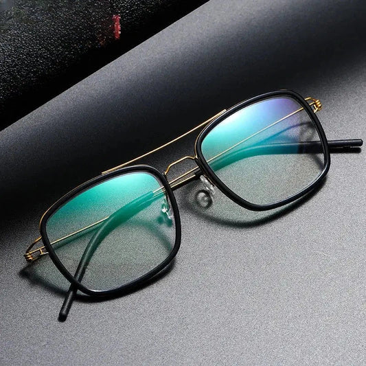 Unisex Square Full Rim Titanium Double Bridge Prescription Glasses 138185 — view 1 | Rx Spectacle