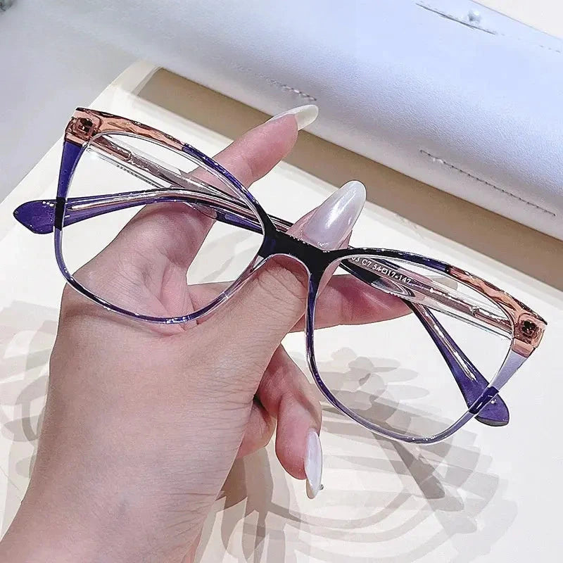Women's Cat Eye Full Rim Titanium Prescription Glasses 76003 — view 6 | Rx Spectacle