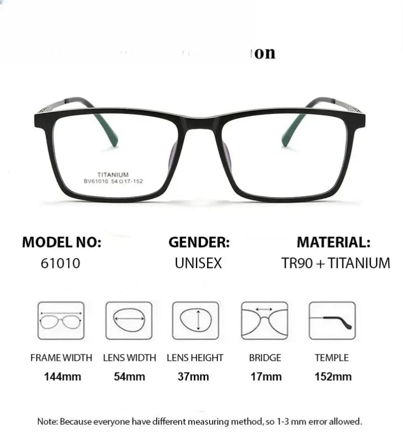 Unisex Square Full Rim Titanium Prescription Glasses 610106 — view 2 | Rx Spectacle