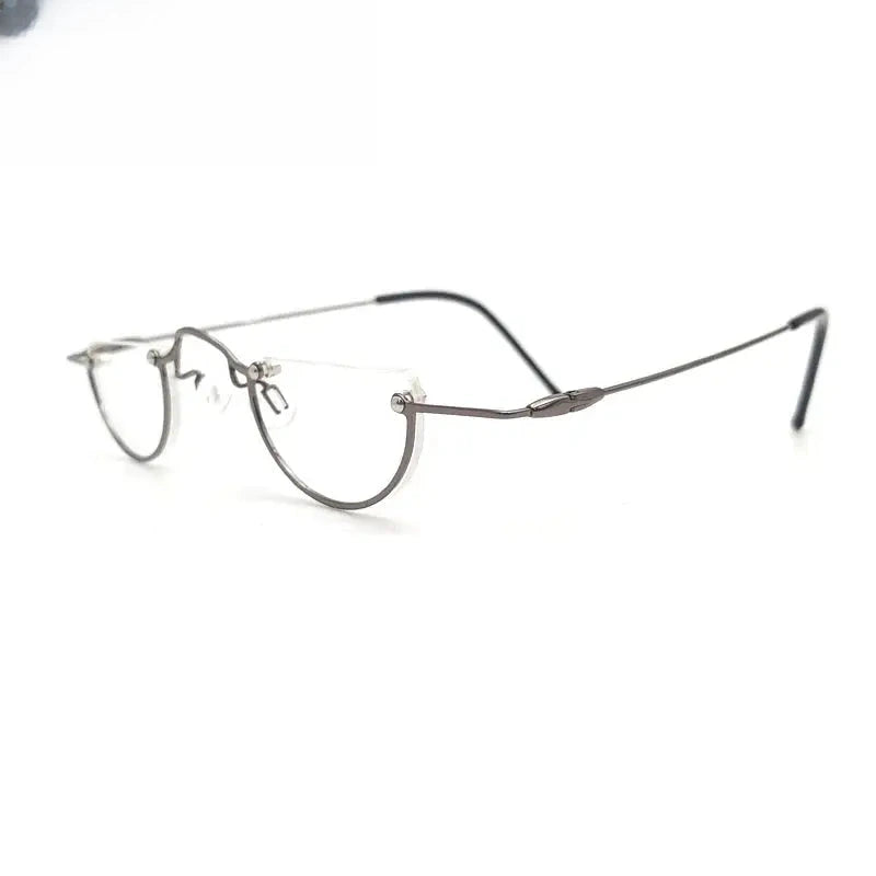 Unisex Round Semi-Rimless Stainless Steel Reading Glasses 3625 — view 4 | Rx Spectacle