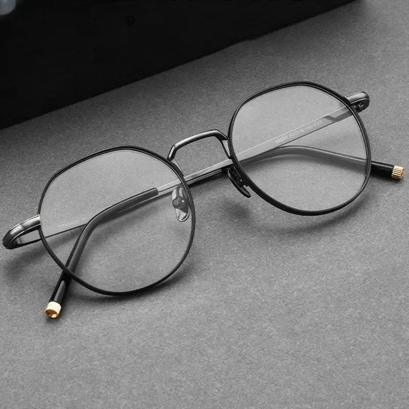Women's Round Full Rim Titanium Flat Top Reading Glasses 69890 — view 1 | Rx Spectacle