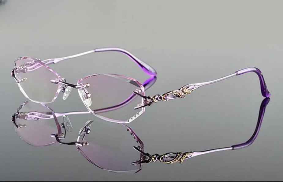 Women's Oval Rimless Titanium Prescription Glasses 8036B — view 5 | Rx Spectacle