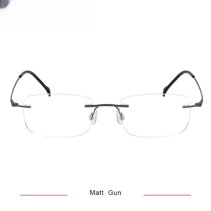 Unisex Square Rimless Titanium Screwless Prescription Glasses 421606 — view 3 | Rx Spectacle