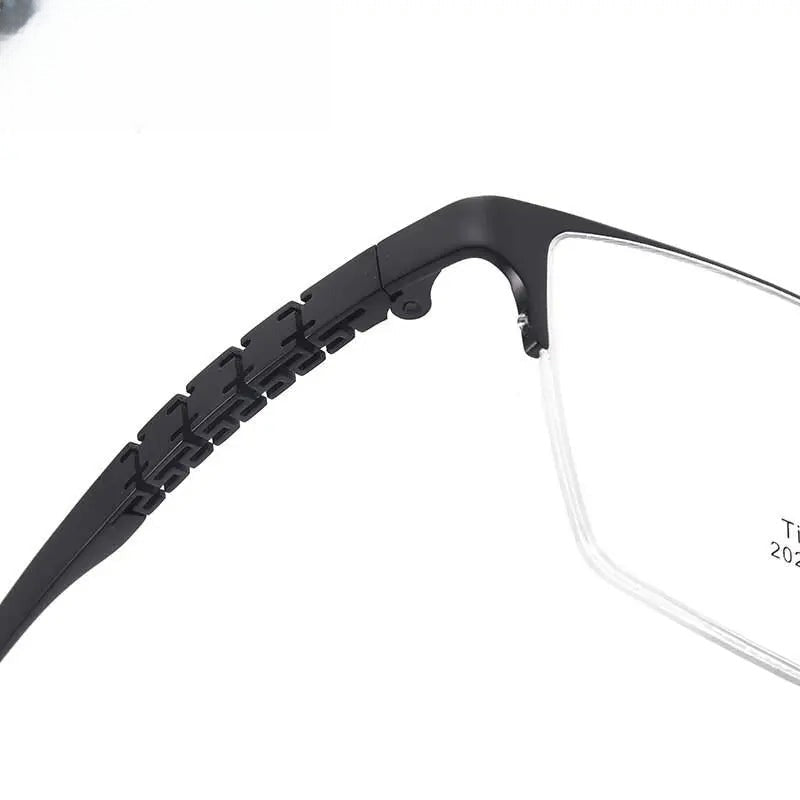 Men's Rectangular Semi-Rimless Titanium Prescription Glasses 2022 — view 7 | Rx Spectacle