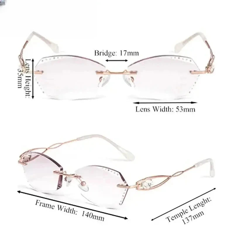 Women's Square Rimless Titanium Prescription Glasses 988022 — view 2 | Rx Spectacle