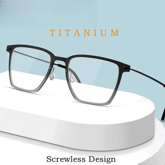Unisex Square Full Rim Titanium Screwless Prescription Glasses 6554nd — view 1 | Rx Spectacle