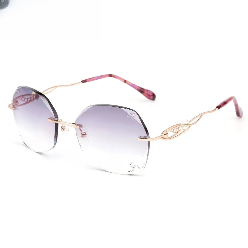 Women's Butterfly Rimless Titanium Prescription Glasses 778007 — view 3 | Rx Spectacle